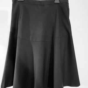 A-line high waist flare wool blk skirt